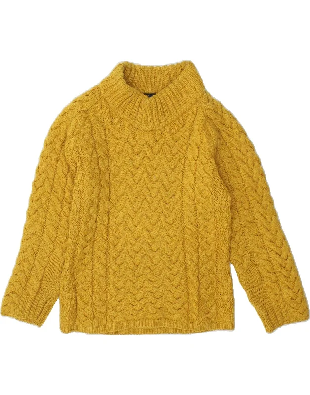 VINTAGE Womens Turtle Neck Jumper Sweater UK 10 Small Yellow Merino Wool Sequined Glittery Shiny VINTAGE Womens Turtle Neck Jumper Sweater UK 10 Small Yellow Merino Wool Sequined Glittery Shiny