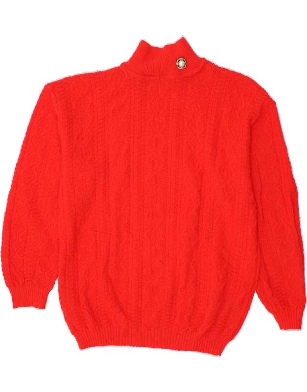 VINTAGE Womens Turtle Neck Jumper Sweater UK 18 XL Red Acrylic Iron Safe Non-Iron Wrinkle Free VINTAGE Womens Turtle Neck Jumper Sweater UK 18 XL Red Acrylic Iron Safe Non-Iron Wrinkle Free
