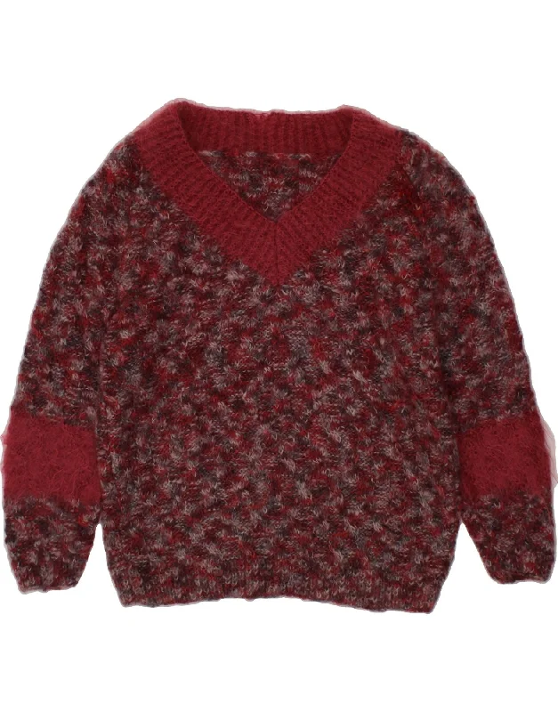 VINTAGE Womens V-Neck Jumper Sweater UK 16 Large Red Flecked Hooded Sweater Collared Sweater Shawl Collar VINTAGE Womens V-Neck Jumper Sweater UK 16 Large Red Flecked Hooded Sweater Collared Sweater Shawl Collar
