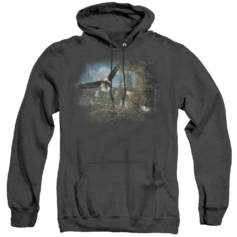 Wild Wings Spring Bald Eagles - Heather Pullover Hoodie Boyleg Sleeve Pullover
