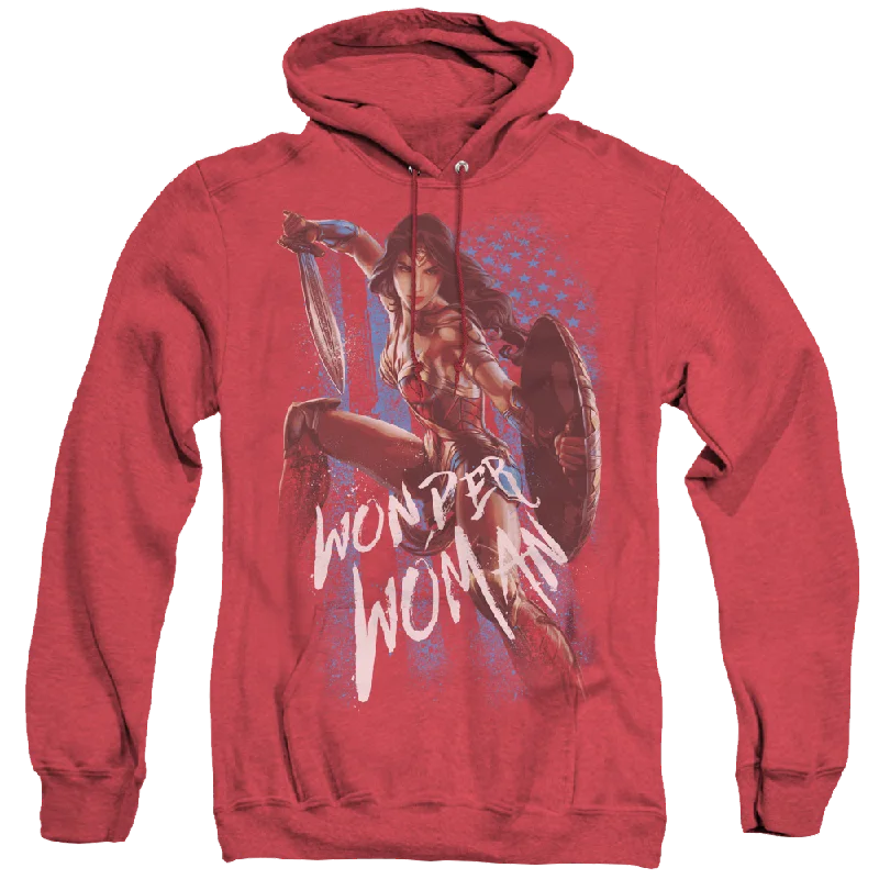 Wonder Woman Movie American Hero - Heather Pullover Hoodie Slouchy Comfort Pullover