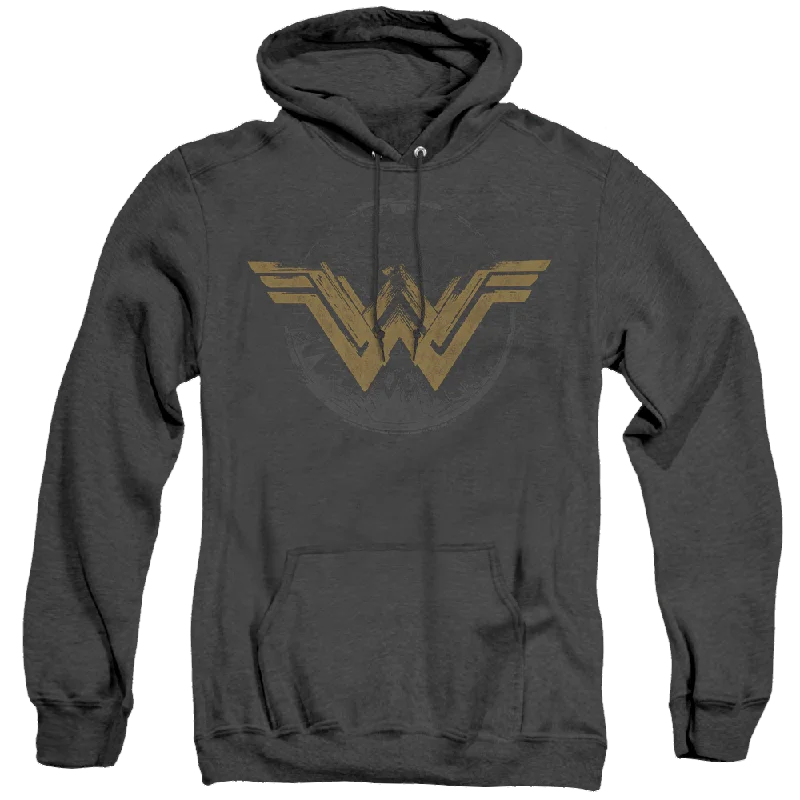Wonder Woman Movie Distressed Logo - Heather Pullover Hoodie Cashmere Luxurious Pullover