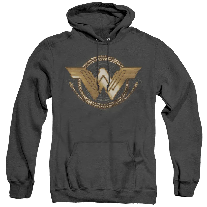 Wonder Woman Movie Lasso Logo - Heather Pullover Hoodie Button Front Sweater