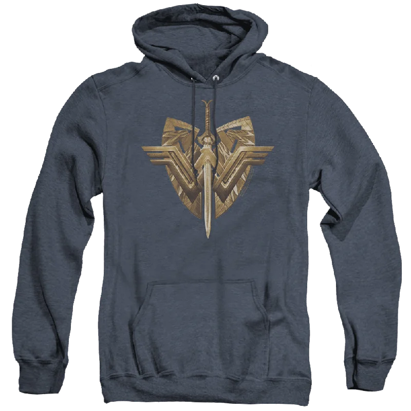 Wonder Woman Movie Sword Emblem - Heather Pullover Hoodie Fitted Ribbed Sweater