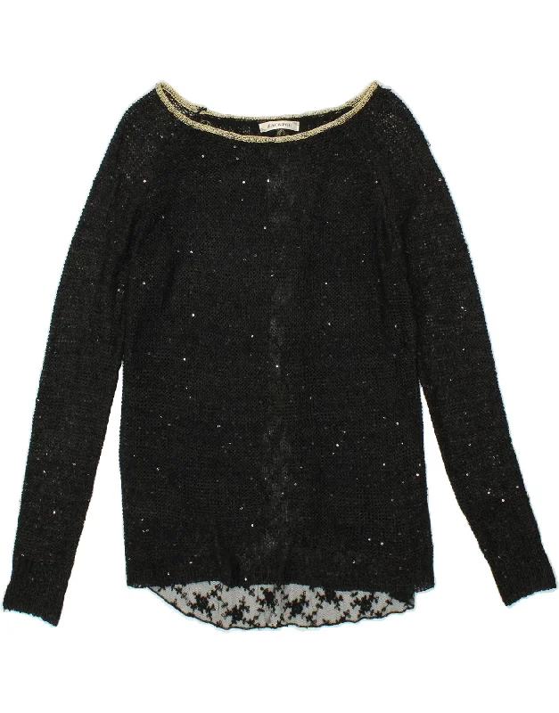 ZAC&ZOE Womens Boat Neck Jumper Sweater UK 14 Medium Black Flecked