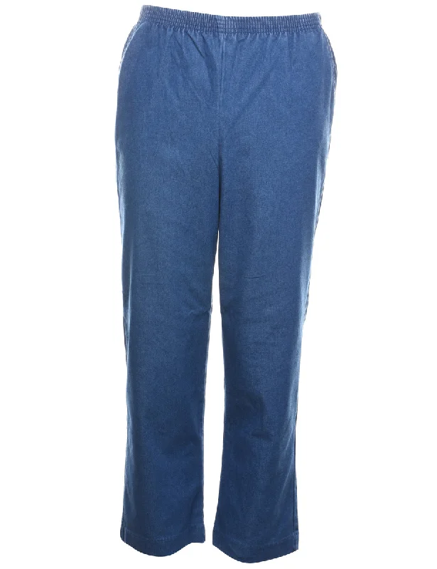 Alfred Dunner Medium Wash Denim Trousers - W24 L29 High Waist Slim Fit Ankle Length