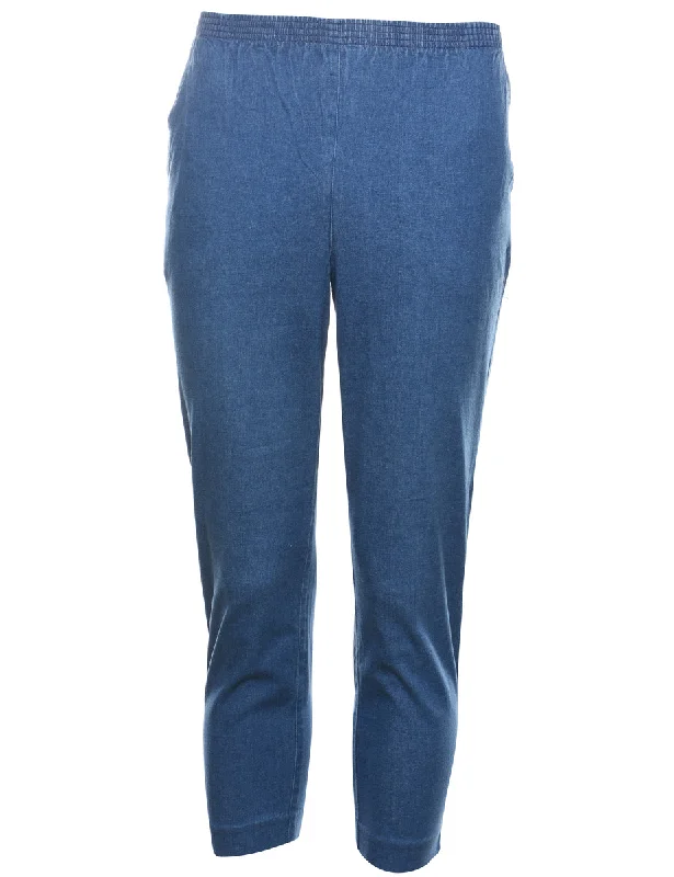 Alfred Dunner Medium Wash Denim Trousers - W26 L24 Wide Leg Loose Fit Mid Waist