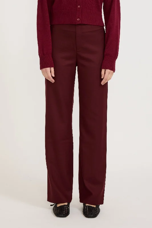 Ally High Waisted Trouser Maroon Trousers Denim Distressed