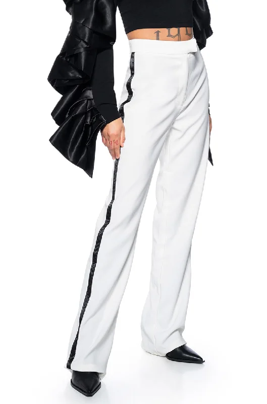 LANTIS WHITE TROUSER WITH RIBBON SEAM Trousers Palazzo Wide Leg