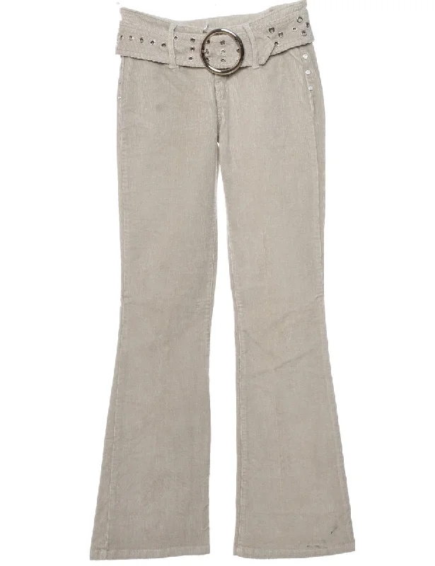 Beige Corduroy Flared Y2K Trousers - W24 L31 Trousers Recommended Stylist