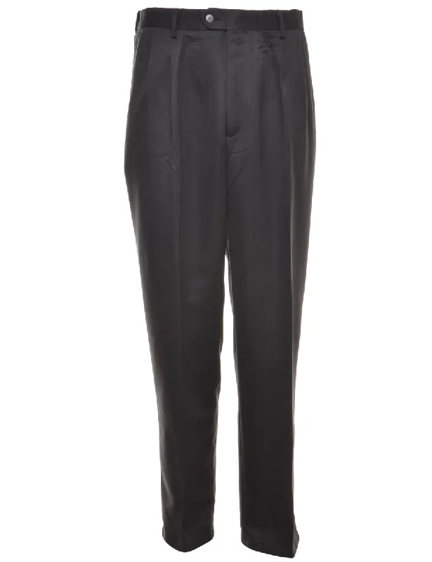 Beyond Retro Reworked Lewis Cropped Smart Trousers - W37 Trousers Solid Black