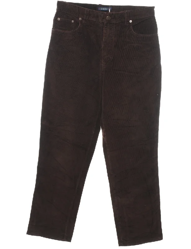 Bill Blass Brown Corduroy Trousers - W30 L27 Trousers Floral Bohemian
