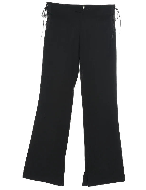 Black 1990s Lace Up Trousers  - W28 L32 Trousers Timeless Classic