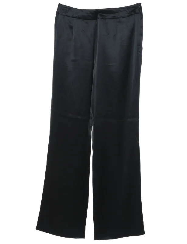 Black 1990s Shiny Trousers - W30 L31 Trousers chic fashionable