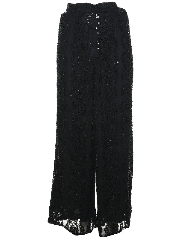 Black Beaded Trousers - W26 L28 Trousers versatile functional