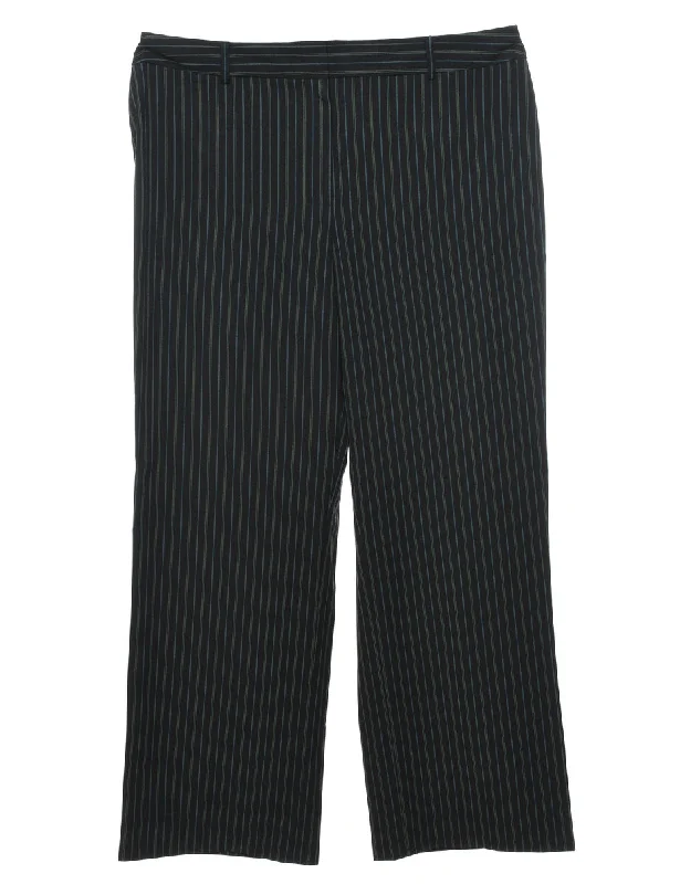 Black & Blue Pinstriped Trousers - W36 L30 Trousers Silk Elegant