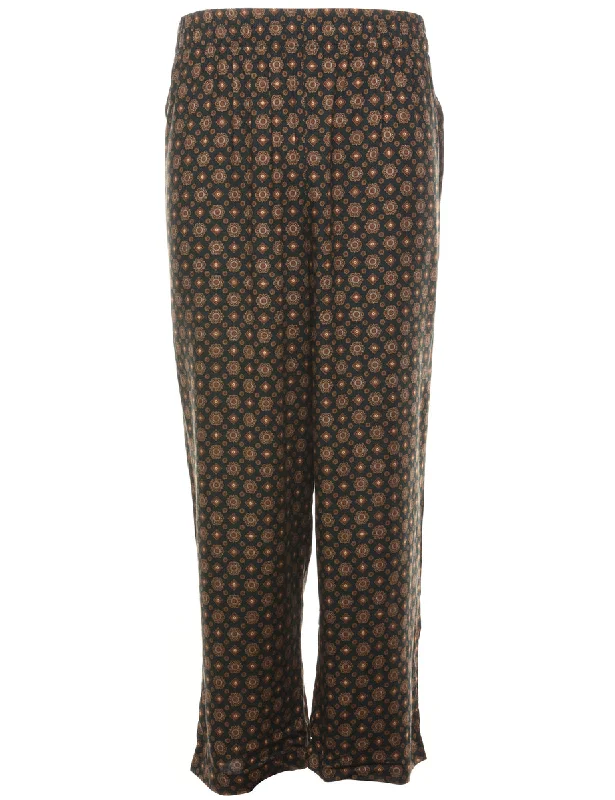 Black & Brown Patterned Printed Trousers - W24 L26 Trousers Denim Distressed