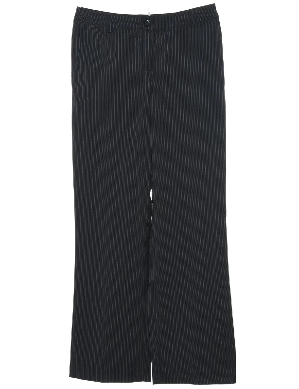 Black Casual Striped Trousers - W30 L31 Chinos Cotton Straight Leg