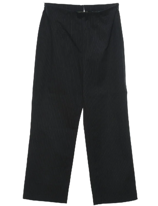 Black & White Classic Pinstriped Trousers - W26 L27 Trousers Seasonal Trendy