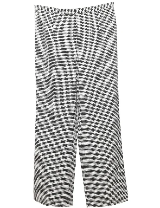 Black & White Dogtooth Design Trousers - W34 L32 Trousers Fall Fleece