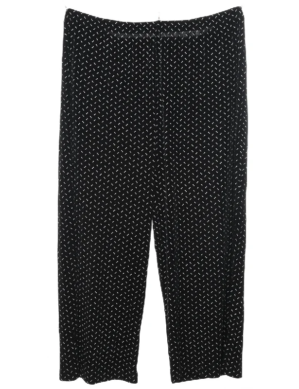 Black & White Patterned Cropped Trousers - W33 L23 Trousers Handmade Artisanal