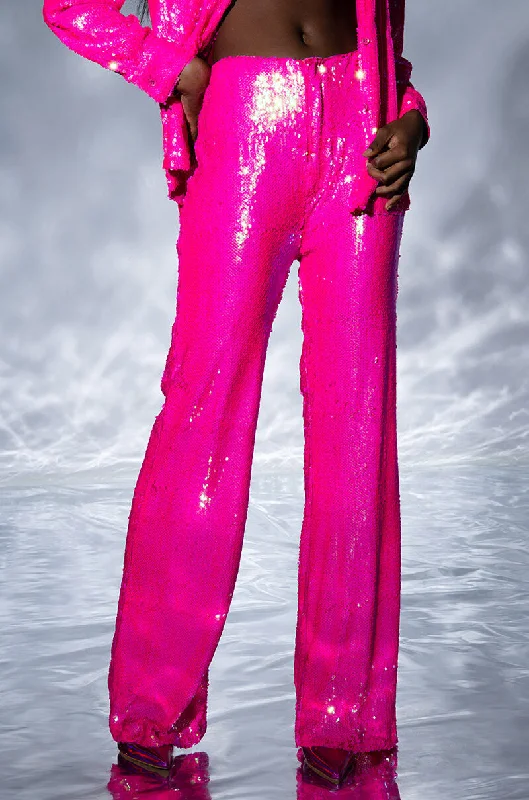 BRIGHT BRIGHT PINK SEQUIN TROUSER Trousers trendy modern