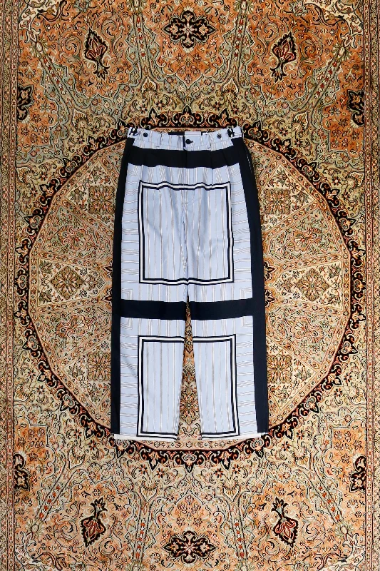 PERSONAL DATA PRINT TROUSERS C (A BLUE) Cropped Trousers Casual Linen
