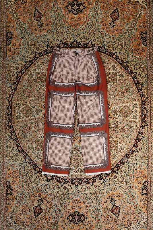 PERSONAL DATA PRINT TROUSERS C (B BEIGE) Trousers Flared Retro
