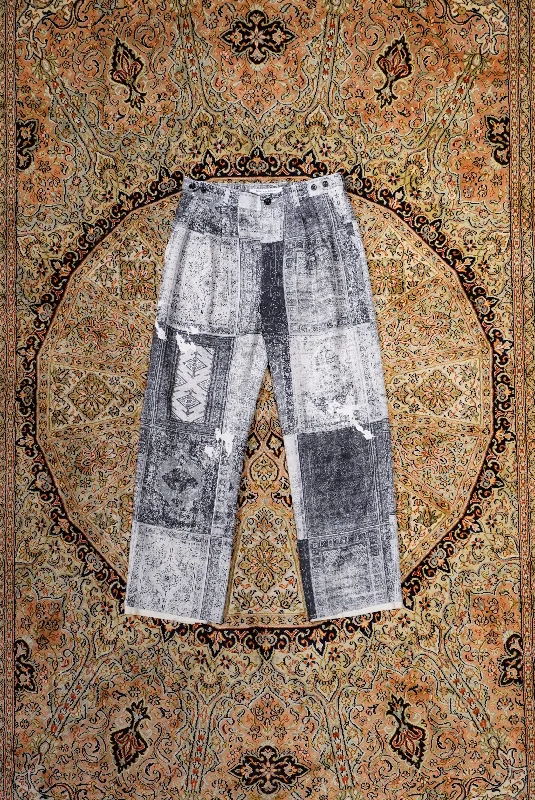 PERSONAL DATA PRINT TROUSERS (GRAY) Trousers Plaid Checkered