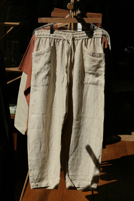 Un-Dyed Raw Hemp Easy Trousers Trousers Leather Faux
