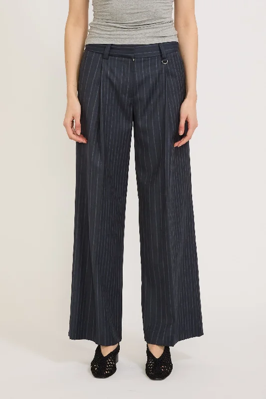 Compound Trouser Navy Stripe Trousers Cargo pockets