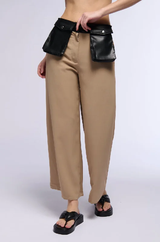 COURTNEY CONTRAST PU POCKET TROUSERS Trousers Formal Black