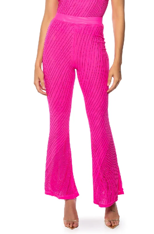 CUFF IT EMBELLISHED MESH FLARE LEG TROUSER Trousers Fall Fleece