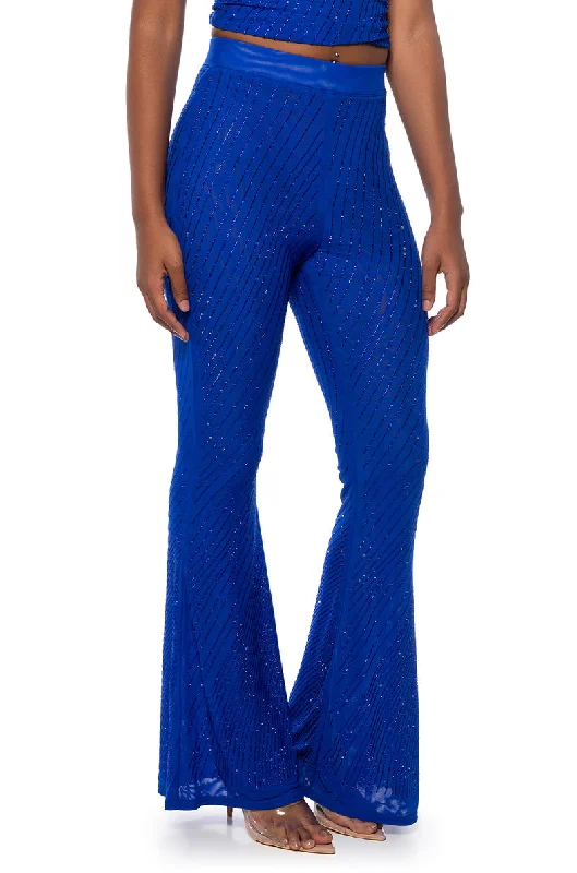 CUFF IT EMBELLISHED MESH FLARE LEG TROUSER Trousers Tapered Slim Fit