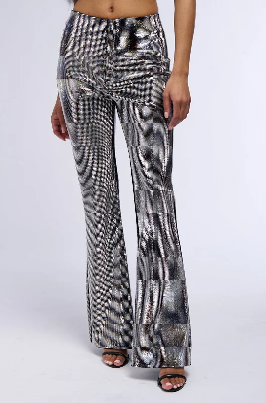 DIAMONDS DANCING FLARE LEG TROUSER IN BLACK Trousers Polka Dot Cute