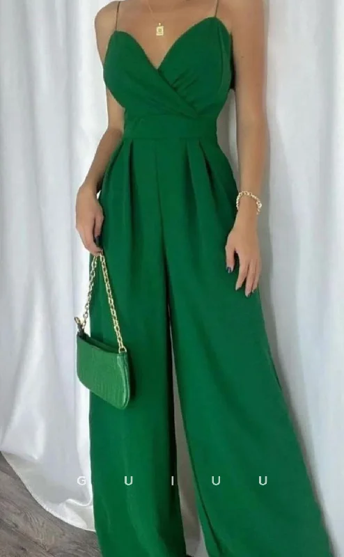 G3721 - Jumpsuit Pantsuit Strapless Straps Sleeveless Pleated Back Zipper Long Prom Gown Trousers Essential Wardrobe G3721 - Jumpsuit Pantsuit Strapless Straps Sleeveless Pleated Back Zipper Long Prom Gown Trousers Essential Wardrobe
