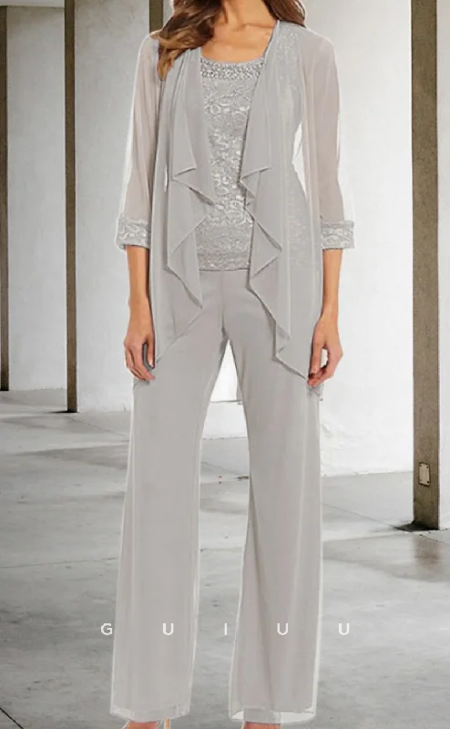 GM067 - Two Piece Pantsuit Plus Size Scoop Neck Floor Length Beaded Ruffles Mother of the Bride Dress2024 Trousers Culottes Wide Leg GM067 - Two Piece Pantsuit Plus Size Scoop Neck Floor Length Beaded Ruffles Mother of the Bride Dress2024 Trousers Culottes Wide Leg