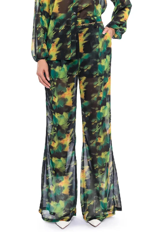 ESCAPE THE ORDINARY PRINTED FLARE TROUSER Trousers Lace Delicate