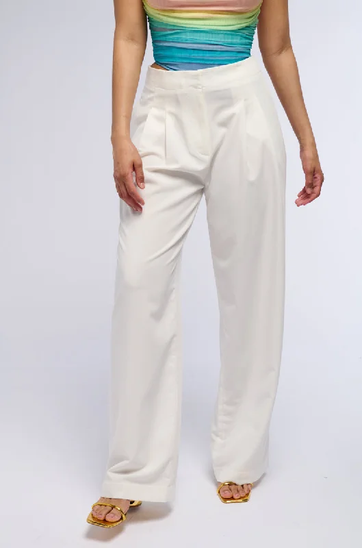 GIVE THEM CLASS PLEATED STRAIGHT LEG TROUSER Trousers Leather Faux