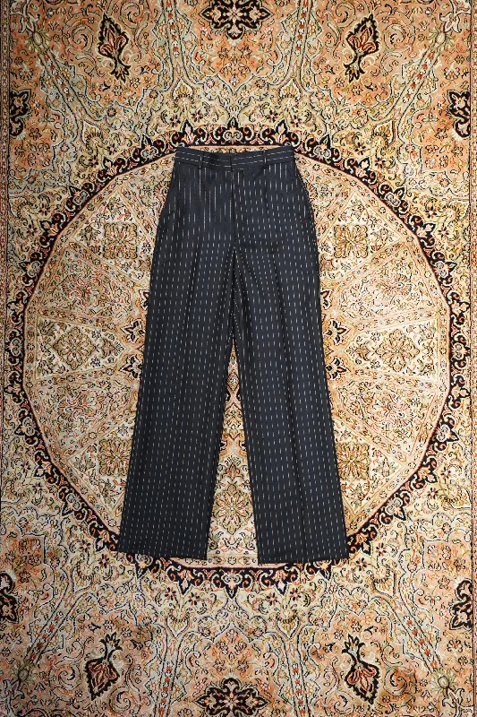 Straight Trousers(BLACK) Trousers Print Floral