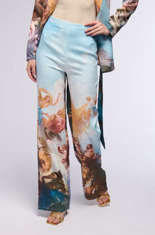 LOOK UP PRINTED WIDE LEG TROUSER Trousers Lace Delicate