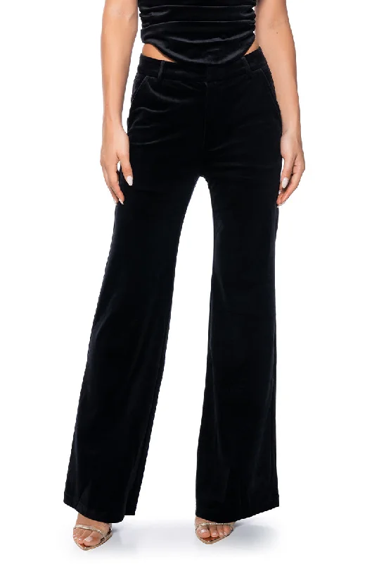 NIGHT MOVES VELVET WIDE LEG TROUSER Trousers Lace Delicate