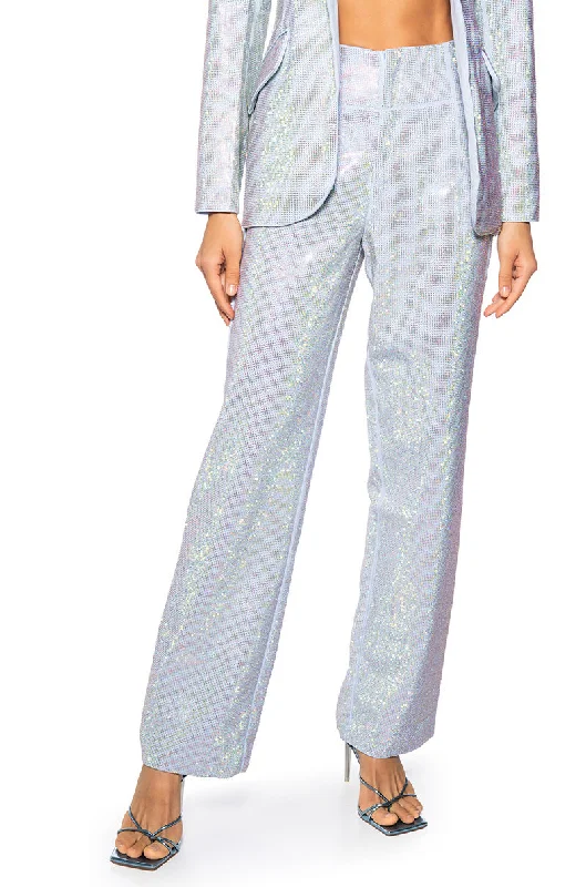 POP STAR FITTED RHINESTONE TROUSERS Trousers Palazzo Wide Leg