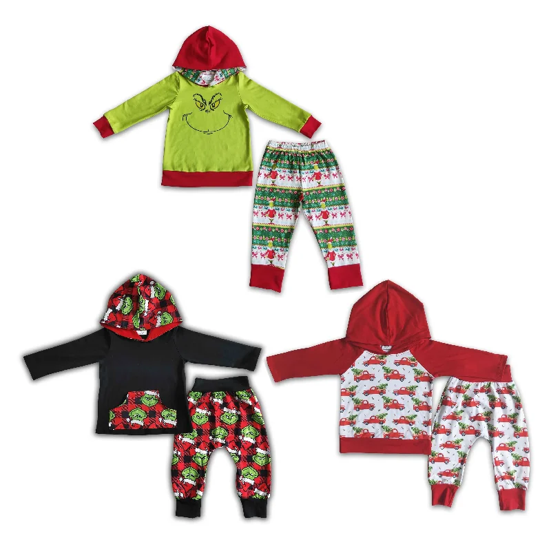 RTS NO MOQ 6 A15-18 6 A29-28 6 A10-29 Christmas hooded long-sleeved trousers suit Trousers Mesh Breathable