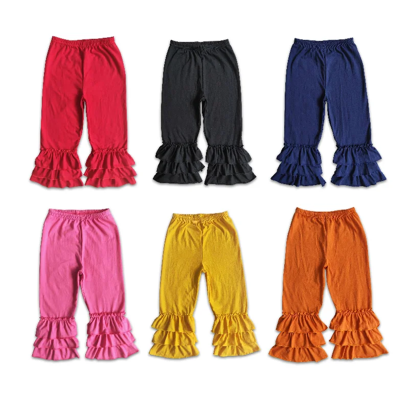 RTS NO MOQ Double ruffled hem straight-leg trousers Trousers Corduroy Warm
