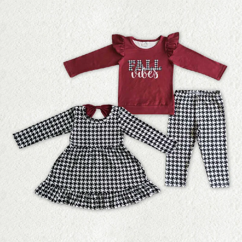 RTS NO MOQ GLD0109 GLP0256 Girls FALL red long-sleeved houndstooth trouser suit Trousers cozy comfortable RTS NO MOQ GLD0109 GLP0256 Girls FALL red long-sleeved houndstooth trouser suit Trousers cozy comfortable