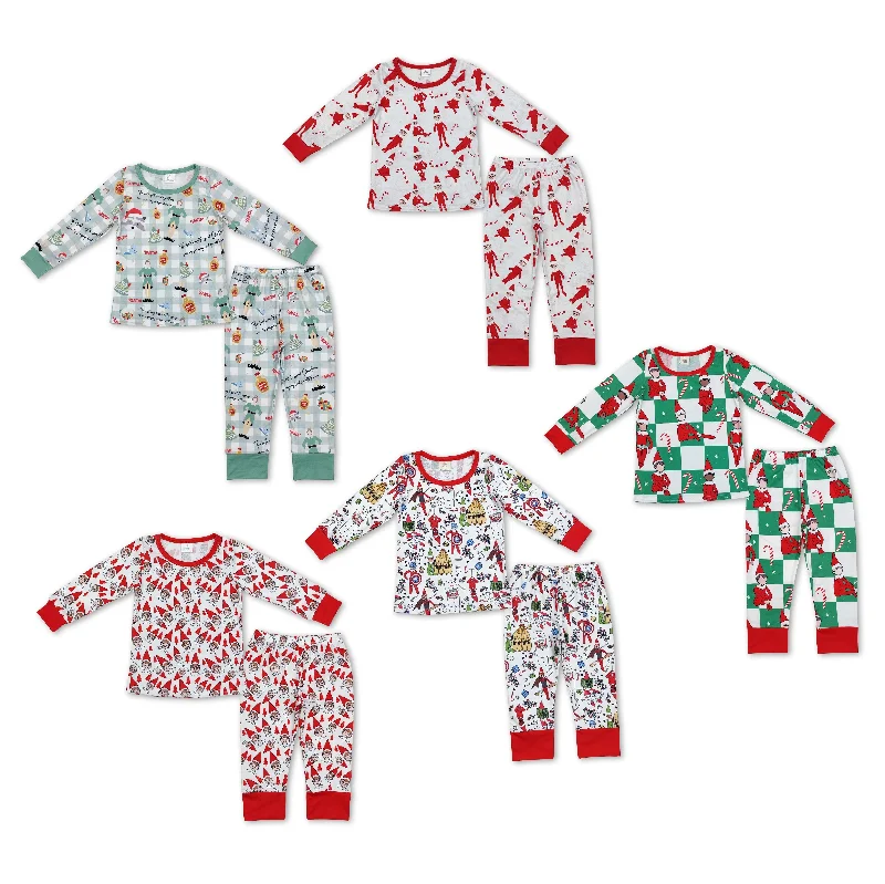 RTS NO MOQ Santa Claus long-sleeved trousers pajamas set Trousers Print Floral