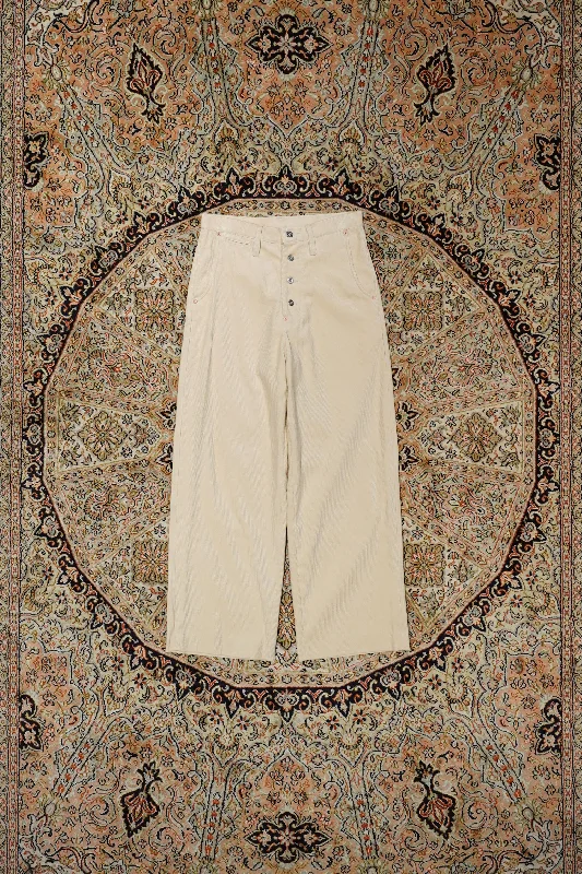 CORDUROY WIDE TROUSERS (IVORY WHITE) Trousers Cargo Utility