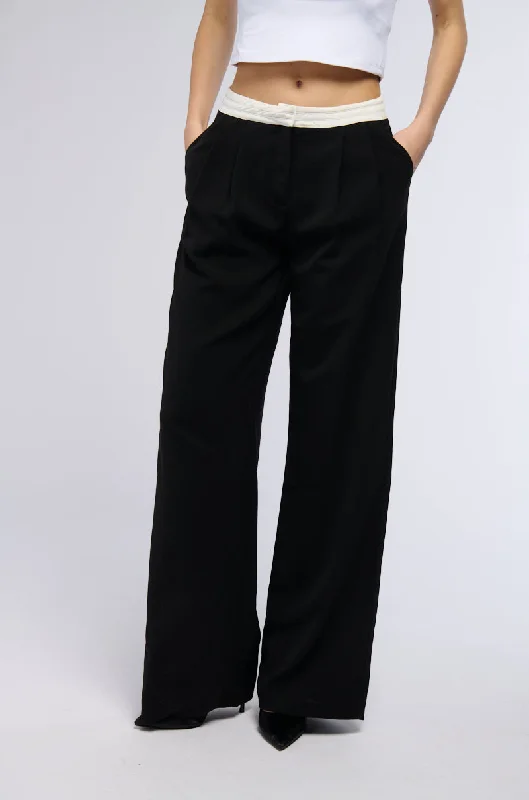 THAT GIRL CONTRAST WAIST TROUSER IN BLACK Trousers Pleated Formal