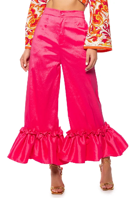 VERONA RUFFLE HEM TROUSER IN PINK Trousers Chinos Classic